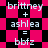 Pixelated text displays 'brittney + ashlea = bbfz' over a black and pink checkered background with diamond-shaped patterns.