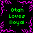 Pixelated graphic with green text "Otah Loves Royal" repeated four times on a black background, framed by pink jagged border.