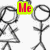 Pixelated stick figures with text overlays on a white background, featuring red and green elements.