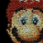 identical cartoon monkey faces with red hats, blue eyes, and brown skin arranged in a repeating pattern