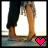 Two side-by-side show a person's lower legs and feet in dark pants, with the right displaying a white heart replacing a pink heart