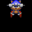 Sonic the Hedgehog character in multiple pixelated poses with blue fur, red shoes, white gloves, and silver accents against black background.