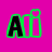 Four variations of a stylized 'Ai' text icon with green outlines and black fill on pink background, each showing distinct letter or symbol changes.