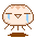 Pixel art contact sheet showing two frames of a crying cartoon character with blue tears, brown base, and beige top against gray background.