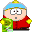 Pixelated character with light blue cap, red coat, green scarf, and yellow star on chest in various facial expressions.
