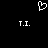 A black background displays a white pixelated heart symbol above two instances of the text T.I. in white block letters.