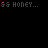 Animated sequence of colorful text-based icons on black background, displaying 'HONEY...' and 'I LOVE YOU' in pixelated rainbow hues with varying dot patterns.