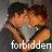 Pixelated image of a person with dark hair and orange-toned skin holding a white object, with the word 'forbidden' in white text at the bottom.