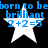 Four identical pixelated star-shaped icons with blue text reading 'born to be brilliant' and '2+2=5', displayed in a on black background