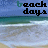 Pixelated beach scene with waves and sand, text 'beach days' in black and teal above, animated text color shifts between frames.