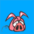 Pink cartoon pig with large white eyes and a snout, shown in nine distinct poses against a solid blue background.