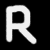 Two white capital R letters on black background, left letter sharp and solid, right letter blurred with gradient effect.