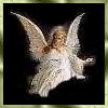 A pixelated angel figure with outstretched wings and flowing white robes against a black background, next to text reading VOTE FOR MAMA'S HOMEPAGE.