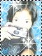 A 60x80 pixel animated buddy icon showing a person holding a camera against a blue starry background with sparkles, displayed as two sequential frames in a contact sheet.