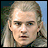 A 48x48 pixel buddy icon featuring a character with long blonde hair and blue eyes on the left, next to yellow text reading "LORD OF THE RINGS" above smaller text "THE TWO TOWERS" on a black background.
