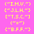 pixelated yellow text on a pink background with green rectangular overlays, showing repeated patterns and color changes