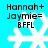 Four identical pixelated snowflakes on cyan background with black text reading "Hannah+ Jaymie= BFFL" above each.
