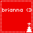 Red background with white pixelated text 'brianna' and '<3' repeated across four quadrants, each containing a white pixelated Christmas tree with a star on top.
