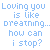 A 3x3 contact sheet of animated frames showing a blue text-based icon with the phrase "Loving you is like breathing... how can i stop?" in varying states of pixelation and color intensity across sampled frames.