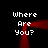 Four identical pixelated text blocks reading "Where Are You?" arranged in a with red glowing lines connecting them against a black background