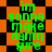 Green text reading "im gonna make damn sure" on alternating orange and black backgrounds with pixelated edges.