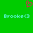 Green background with pink pixelated heart above two light blue 'Brooke<3' text strings.