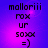 Pixelated text and emoticon on purple gradient background with pink glow, four identical arranged in a