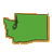 Green shape resembling Washington state outline with brown border and dark pixel cluster on left side, set against gray background.