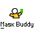 Pixelated character with white head and yellow shirt holding green object, transitioning through motion blur effects to purple outfit with green head.
