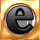 A 4x4 contact sheet of animated frames showing a stylized black lowercase 'e' icon with metallic sheen on an orange gradient background, displaying subtle motion across sampled frames.