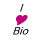 Six variations of a 'I ❤️ Bio' icon with different heart colors arranged in two