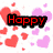 Pixelated icon with red text 'Happy Valentines Day!!!' over pink and red hearts, a cartoon character face, and pastel circles.