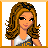 Pixel art contact sheet showing three frames of an animated AIM buddy icon featuring a cheerleader character and text on fire-themed backgrounds.