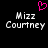 Pixelated text 'Mizz Courtney' appears twice on a black background with a pink heart symbol above the left text block.