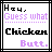 Two side-by-side pixelated display identical text with color swaps between black and purple