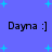 Blue background with cyan starbursts and repeated black text 'Dayna :]'.