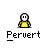 Animated contact sheet of a pixelated yellow stick figure character with white head, performing running motion across multiple frames while text bubbles display "HEH HEH..." and the name "Pervert" appears below each frame.