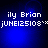 Blue background with white pixelated text reading 'ily Brian JUNE125108**' in four quadrants, each showing identical static content.