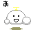 Pixelated white cloud-like character with yellow antenna, black square eyes, and mouth expressions changing from smile to open mouth