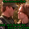 Two people in profile view with green text overlays; the right person's mouth changes from open to closed between frames.
