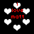Pixelated red text "i love matt" surrounded by white hearts on black background, with heart shapes changing size and position across frames.