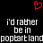 Red pixelated heart symbol above repeated white text reading "i'd rather be in popcartland" on black background.