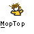 Pixelated character with brown hair and yellow shirt, standing above stylized text reading "MopTop" on gray background.