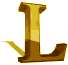 Golden 3D letter L with brown gradient base, three identical copies arranged horizontally on white background.