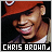 A contact sheet of three animated frames showing a pixelated image of Chris Brown wearing an orange baseball cap with a white C logo, smiling broadly in each frame.
