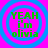 Four identical circular icons with blue concentric rings on a bright pink background, each containing green text reading "YEAH i'm olivia".