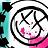 Pixelated icon with black circular outline, white background, pink and teal accents, and abstract shapes including a cross-like form.