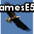 Animated sequence of an eagle in flight with text overlays reading 'amesE5', 'loves', and 'birds!' against a blue sky background.