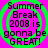 Four identical pixelated text-based images arranged in a on a bright pink background with green concentric circles