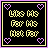 Animated contact sheet of 18 frames showing a pixel art icon with changing text and color variations on black backgrounds bordered by hearts.